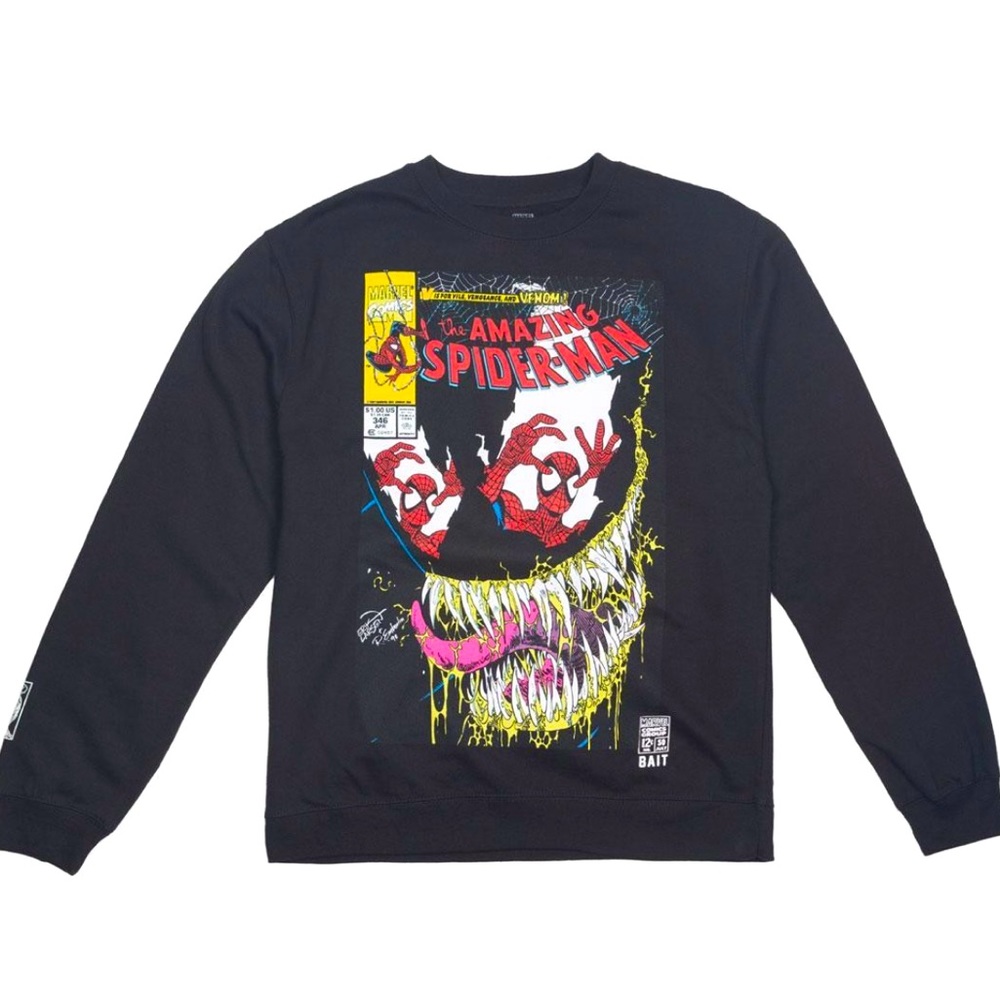 BAIT X MARVEL MEN AMAZING SPIDERMAN #346 CREW SWEATER (BLACK)